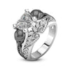 Vintage Skull Heart CZ Stone Rings