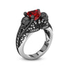 Vintage Skull Heart CZ Stone Rings