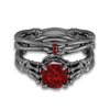 Vintage Skull Red White Stone Rings