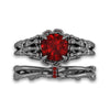 Vintage Skull Red White Stone Rings