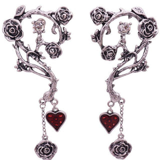 Vintage Red Heart Halloween Skull Earrings