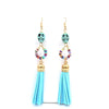 Multi-Color Long Tassel Skull Stone Earrings