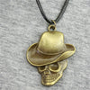 Vintage Hat Skull Pendant Necklace