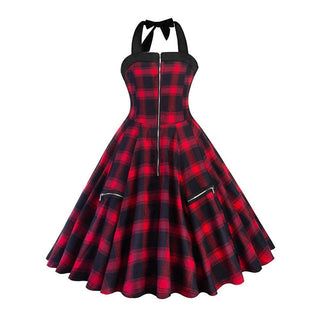 Red Plaid Summer Vintage Dress