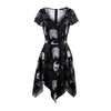 Sexy Skull V-neck Short Sleeve Pullover Mini Dress - designfullprint