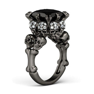 Black Diamond Skull Ring