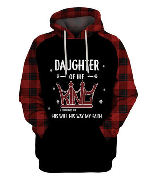 Black Pride Daughter of The King Christmas Red Tartan Hoodie