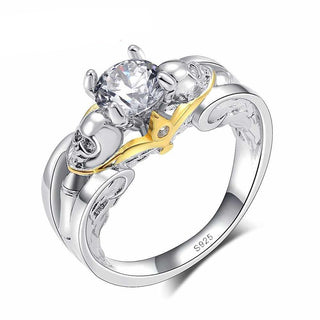 Skull Round Crystal Stone Ring - designfullprint
