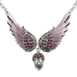 Crystal Angel Wings Skull Choker Necklaces