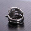 Sterling Silver Red Skull Cross Charm Ring