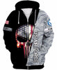 Skull Gift Gift For Army US Air Force Skull US Unisex Size Zipup Hoodie