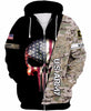 Skull Gift Gift For Army Army Multicam Skull Unisex Size Zipup Hoodie