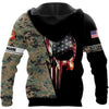 Skull Gift Gift For Army USMC US Marine Hoodie Skull US Unisex Size Zipup Hoodie
