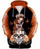 Skull Gift Fight Like A Warrior™ Orange Leukemia Cancer Sugar Skull Girl Awareness Hoodie luekemia