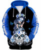 Skull Gift Fight Like A Warrior™ Blue Colon Cancer Sugar Skull Girl Awareness Hoodie