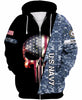 Skull Gift Gift For Army Armed Forces  All Forces Skull  Army Marine Navy Airforce Unisex Size Zipup Hoodie
