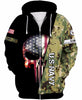 Skull Gift Gift For Army US Navy Type 3 Skull US Unisex Size Zipup Hoodie