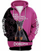 Doberman Lady Never Underestimate An Old Woman With A Doberman Multi Types Pullover/Zipup Hoodie Long Sleeve Shirt and Tshirt US Unisex Size