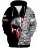 Skull Gift Gift For Army Armed Forces  All Forces Skull  Army Marine Navy Airforce Unisex Size Zipup Hoodie