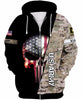 Skull Gift Gift For Army Armed Forces  All Forces Skull  Army Marine Navy Airforce Unisex Size Zipup Hoodie