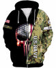 Skull Gift Gift For Army Armed Forces  All Forces Skull  Army Marine Navy Airforce Unisex Size Zipup Hoodie
