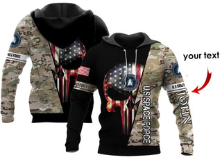 Skull Gift Personalized Space Force Skull US Unisex Hoodie