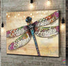 Gift For Dragonfly Lover Strong Blessed Fearless Secure Like A Dragonfly Strong Will Wall Art Canvas PA Memorial Gifts
