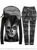Skull Gift Skull and Girl I am You You Are Me Casual Hooded Sweatshirt Pants Suit LN