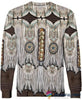 Gift For Native American White Brown Printed Fringe Pattern Pullover or Zip Up Hoodie or Sweater LN