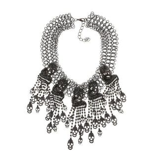 Luxurious Gun Metal Chunky Chain Skull Necklaces