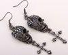 Skull Skeleton Cross Dangle Earring