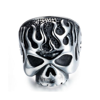 Fire Skull Head Stainless Steel Ring