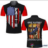 Gift For Christian Faith One Nation Under God America Flag Jesus Polo Shirt NHD