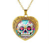 Glass Domed Heart Shape Love Skull Necklaces