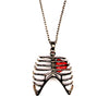 Anatomical Human Rib Cage Heart Necklace