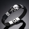 Black Durable Leather Skull Cuff Bracelet