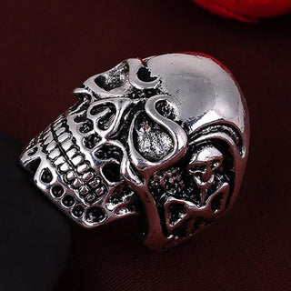 Antique Silver Plated Punk Skull Ring