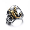 Stainless Steel Crawling Scorpion Skull Ring