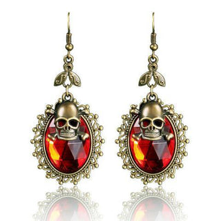 Natural Stone Crystal Skull Head Earrings