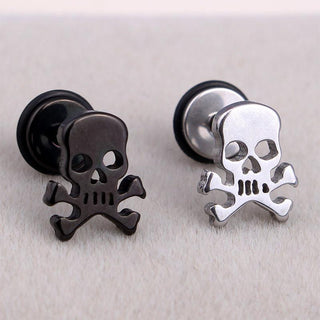 Punk Rock Skull Stainless Steel Stud Earrings