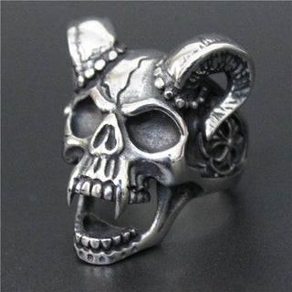Stainless Steel Skull Vampire Goat Ring