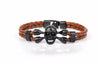 Knighthood Skull Charm Leather Bracelet