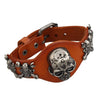 Cool Skull Head Leather Charm Bracelet