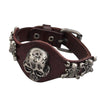 Cool Skull Head Leather Charm Bracelet
