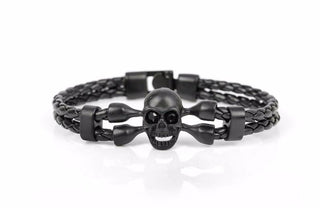 Knighthood Skull Charm Leather Bracelet