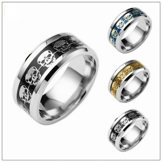 Skeleton Pattern Biker Ring