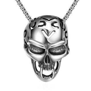 Men Crystal Skull Head Pendant Necklace