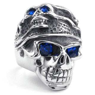 Classic Retro Skull Blue Eye Zircon Ring