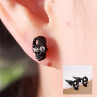 Black Skull Head Stud Earrings