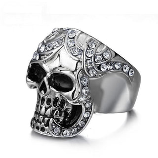 Vintage Diamond Stainless Steel Skull Ring